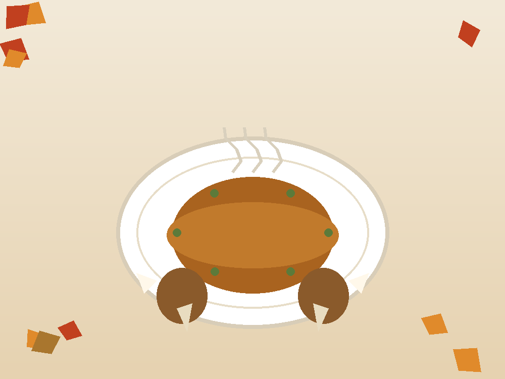 Illustration of a roasted turkey on a platter with autumn leaf garnish